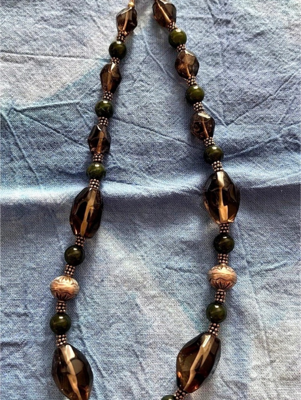 Beaded Statement Necklace in Brown & Green